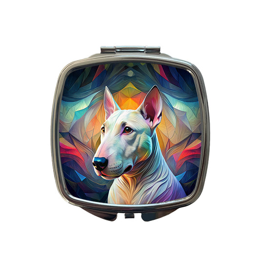 Bull Terrier Dog Abstract Stylized Art Small Travel Purse Handbag Pocket Makeup Compact Mirror