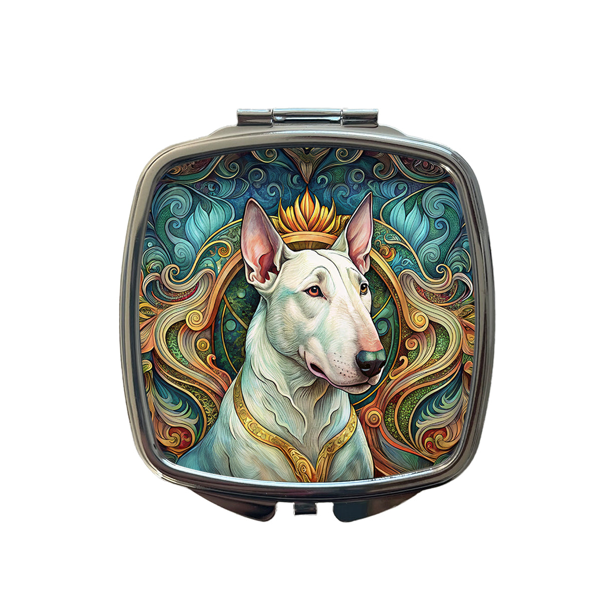 Bull Terrier Dog Art Nouveau Small Travel Purse Handbag Pocket Makeup Compact Mirror