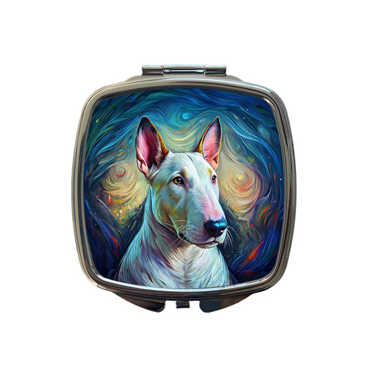Bull Terrier Dog Expressionism Art Small Travel Purse Handbag Pocket Makeup Compact Mirror