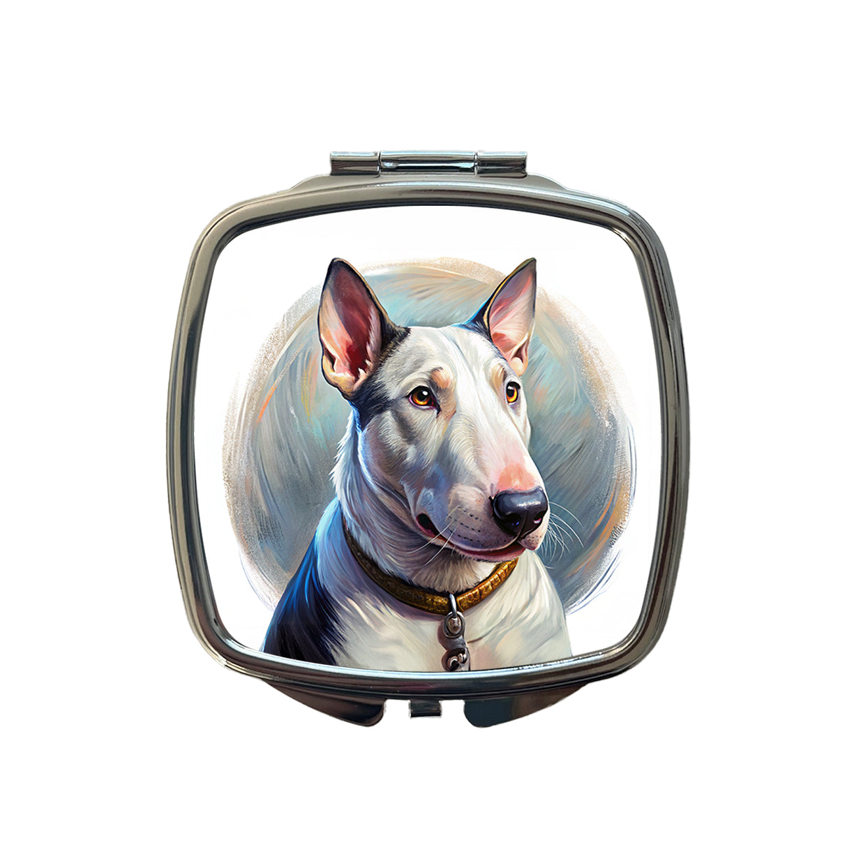 Bull Terrier Dog Illustration Small Travel Purse Handbag Pocket Makeup Compact Mirror