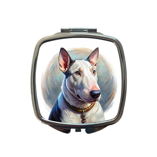 Bull Terrier Dog Illustration Small Travel Purse Handbag Pocket Makeup Compact Mirror