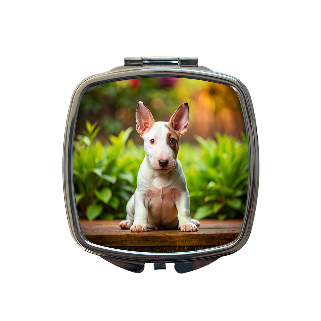 Bull Terrier Dog Puppy Photo Small Travel Purse Handbag Pocket Makeup Compact Mirror