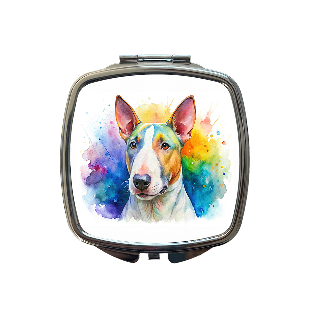Bull Terrier Dog Watercolor Style Small Travel Purse Handbag Pocket Makeup Compact Mirror