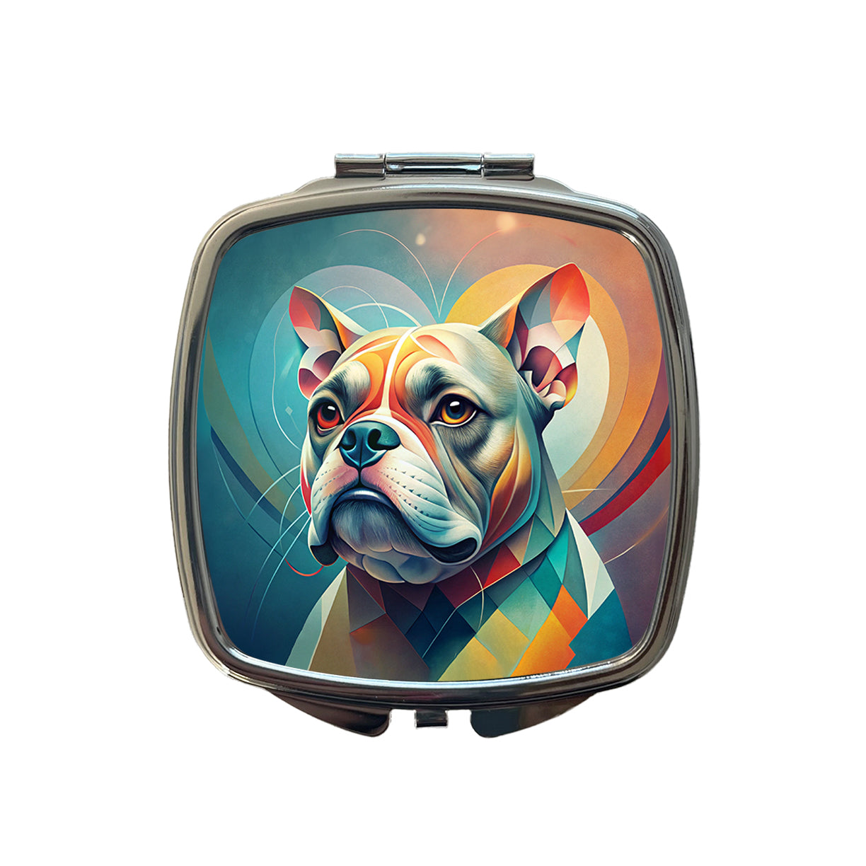 Bulldog Dog Abstract Stylized Art Small Travel Purse Handbag Pocket Makeup Compact Mirror