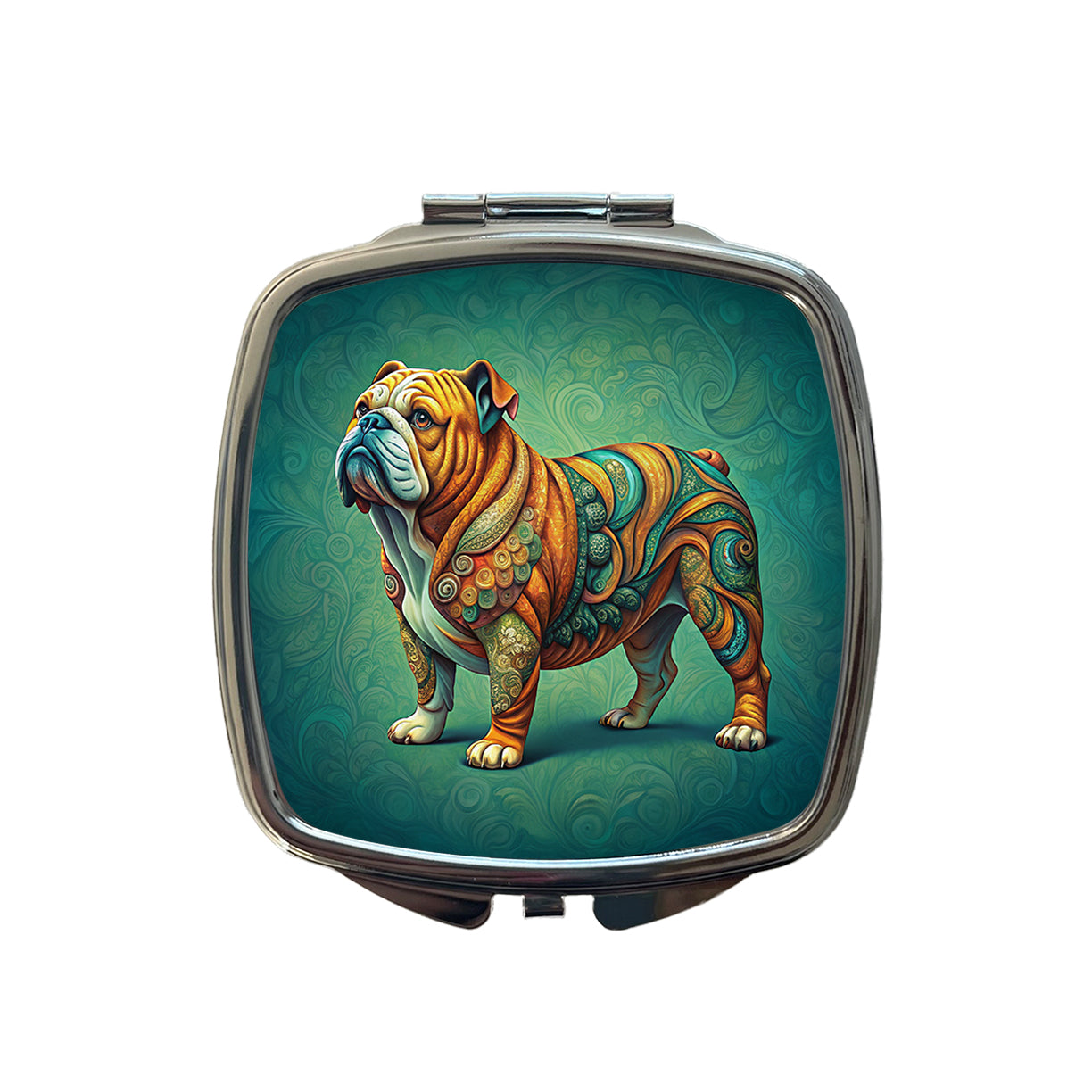 Bulldog Dog Art Nouveau Small Travel Purse Handbag Pocket Makeup Compact Mirror