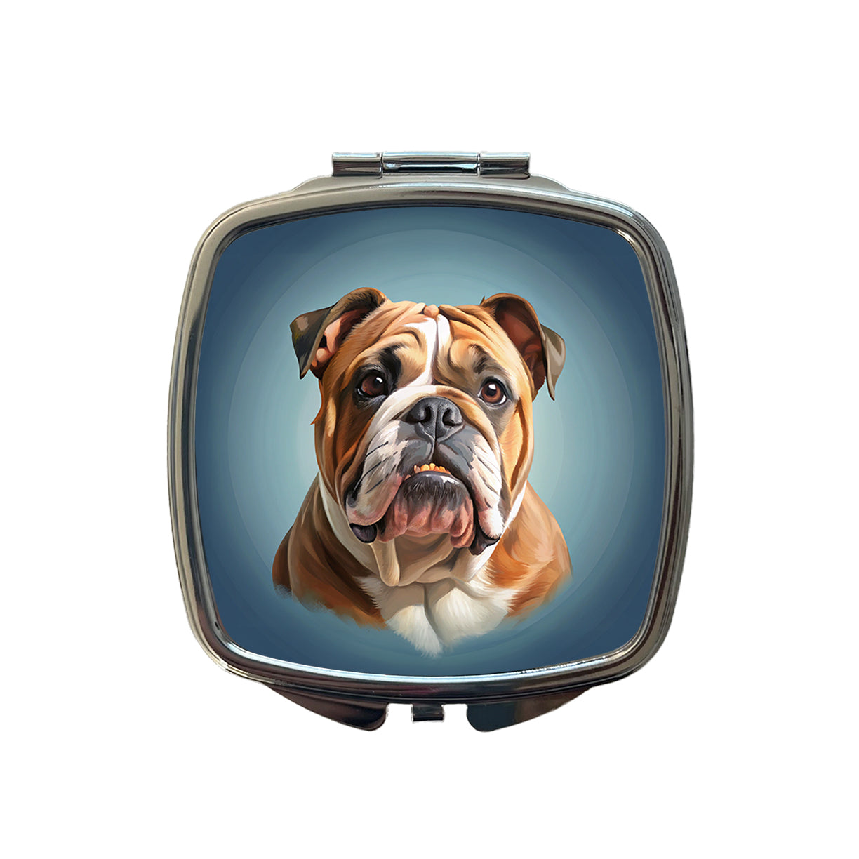 Bulldog Dog Illustration Small Travel Purse Handbag Pocket Makeup Compact Mirror