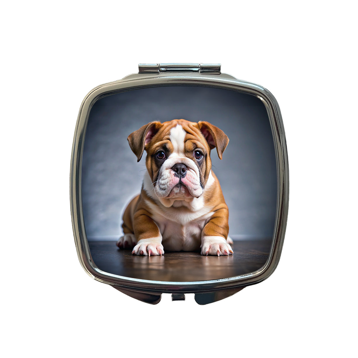 Bulldog Puppy Photo Small Travel Purse Handbag Pocket Makeup Compact Mirror