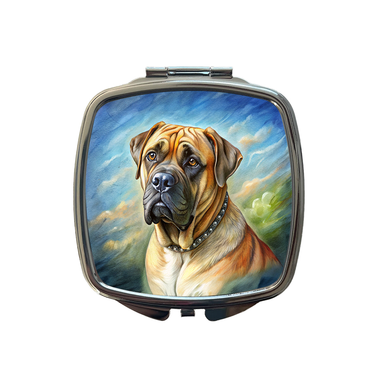 Bullmastiff Dog Illustration Small Travel Purse Handbag Pocket Makeup Compact Mirror