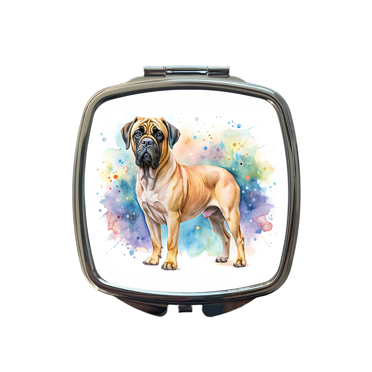 Bullmastiff Dog Watercolor Style Small Travel Purse Handbag Pocket Makeup Compact Mirror