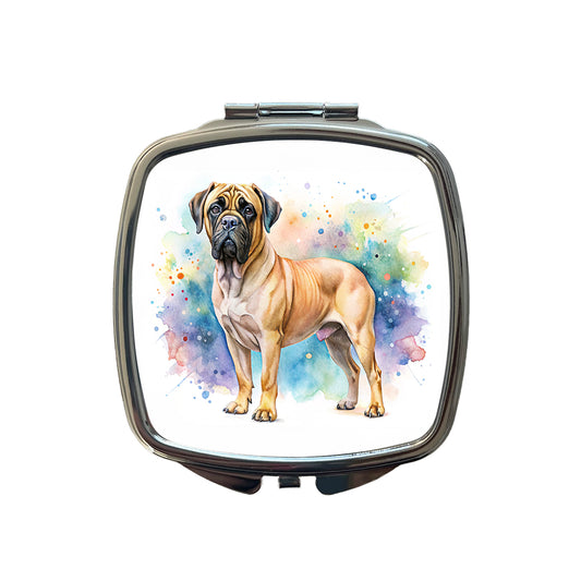 Bullmastiff Dog Watercolor Style Small Travel Purse Handbag Pocket Makeup Compact Mirror