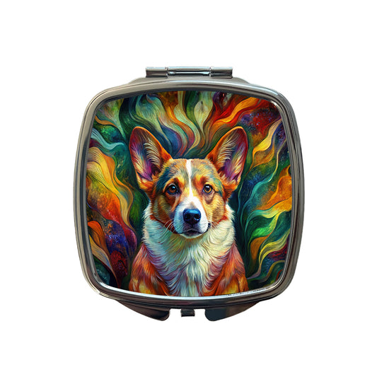 Cardigan Welsh Corgi Dog Abstract Art Small Travel Purse Handbag Pocket Makeup Compact Mirror