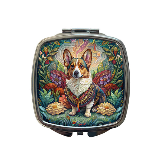 Cardigan Welsh Corgi Dog French Bohemian Art Small Travel Purse Handbag Pocket Makeup Compact Mirror