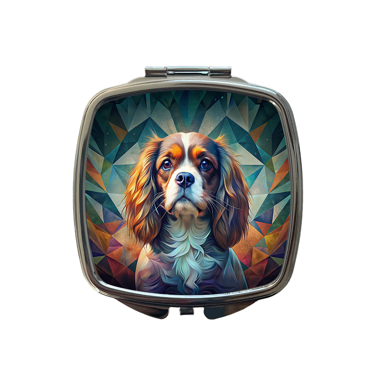 Cavalier King Charles Spaniel Abstract Stylized Art Small Travel Purse Handbag Pocket Makeup Compact Mirror