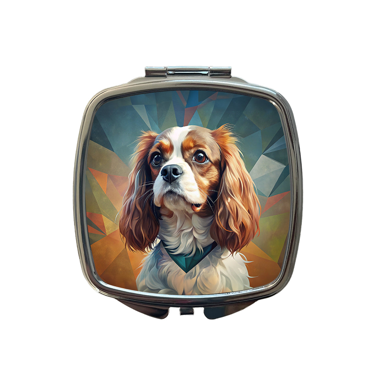 Cavalier King Charles Spaniel Dog Contemporary Art Small Travel Purse Handbag Pocket Makeup Compact Mirror