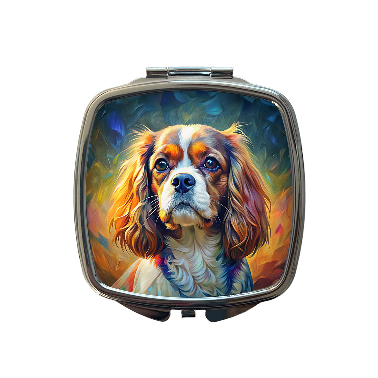 Cavalier King Charles Spaniel Dog Expressionism Art Small Travel Purse Handbag Pocket Makeup Compact Mirror