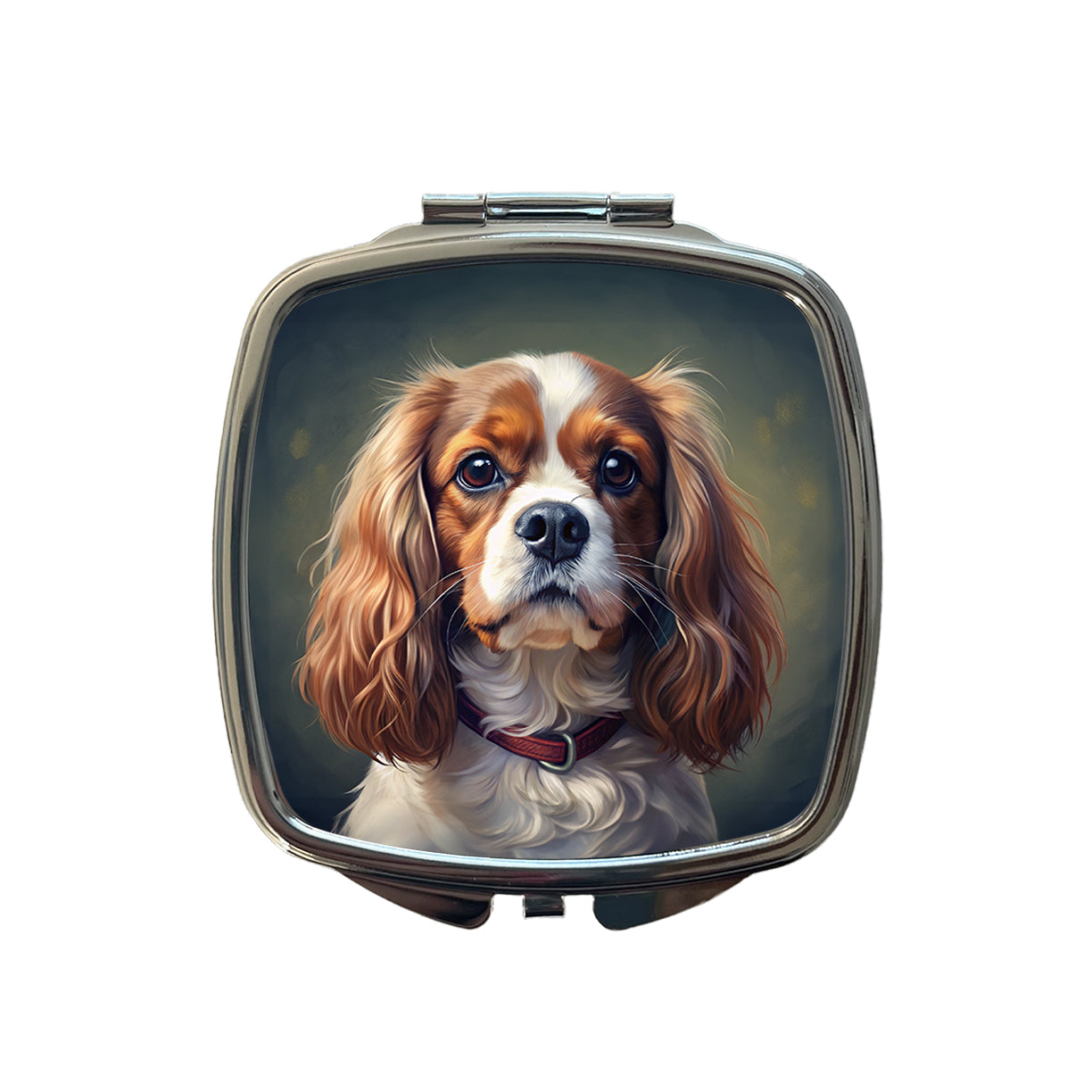 Cavalier King Charles Spaniel Dog Illustration Small Travel Purse Handbag Pocket Makeup Compact Mirror