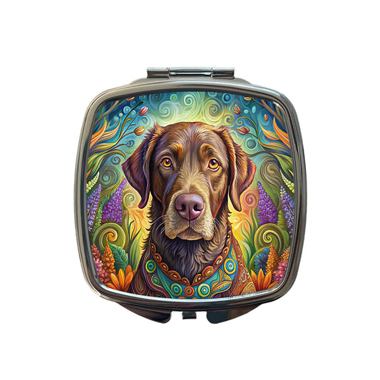 Chesapeake Bay Retriever Dog Bohemian Art Small Travel Purse Handbag Pocket Makeup Compact Mirror