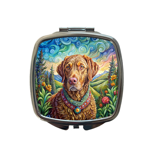 Chesapeake Bay Retriever Dog French Bohemian Art Small Travel Purse Handbag Pocket Makeup Compact Mirror