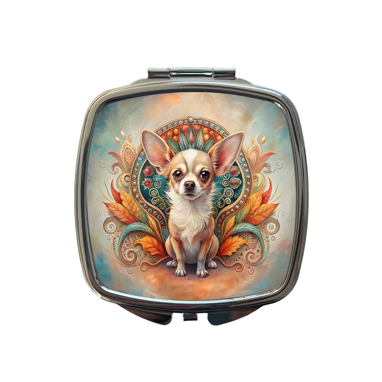 Chihuahua Dog Art Nouveau Small Travel Purse Handbag Pocket Makeup Compact Mirror
