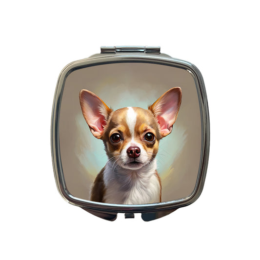 Chihuahua Dog Illustration Small Travel Purse Handbag Pocket Makeup Compact Mirror
