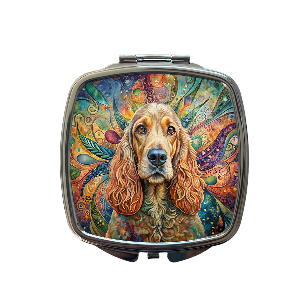 Cocker Spaniel Dog Bohemian Art Small Travel Purse Handbag Pocket Makeup Compact Mirror