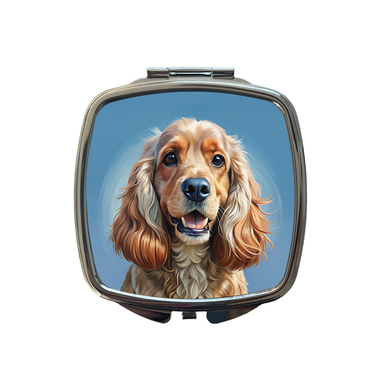 Cocker Spaniel Dog Illustration Small Travel Purse Handbag Pocket Makeup Compact Mirror