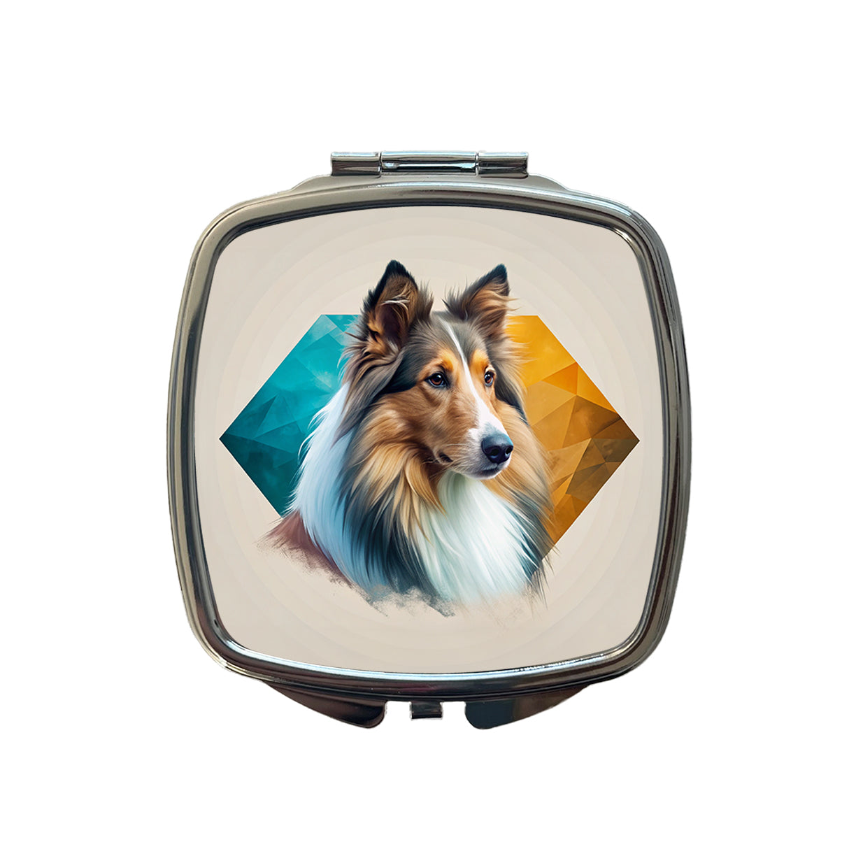 Collie Dog Contemporary Art Small Travel Purse Handbag Pocket Makeup Compact Mirror