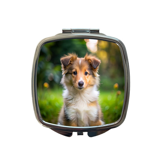 Collie Dog Puppy Photo Small Travel Purse Handbag Pocket Makeup Compact Mirror