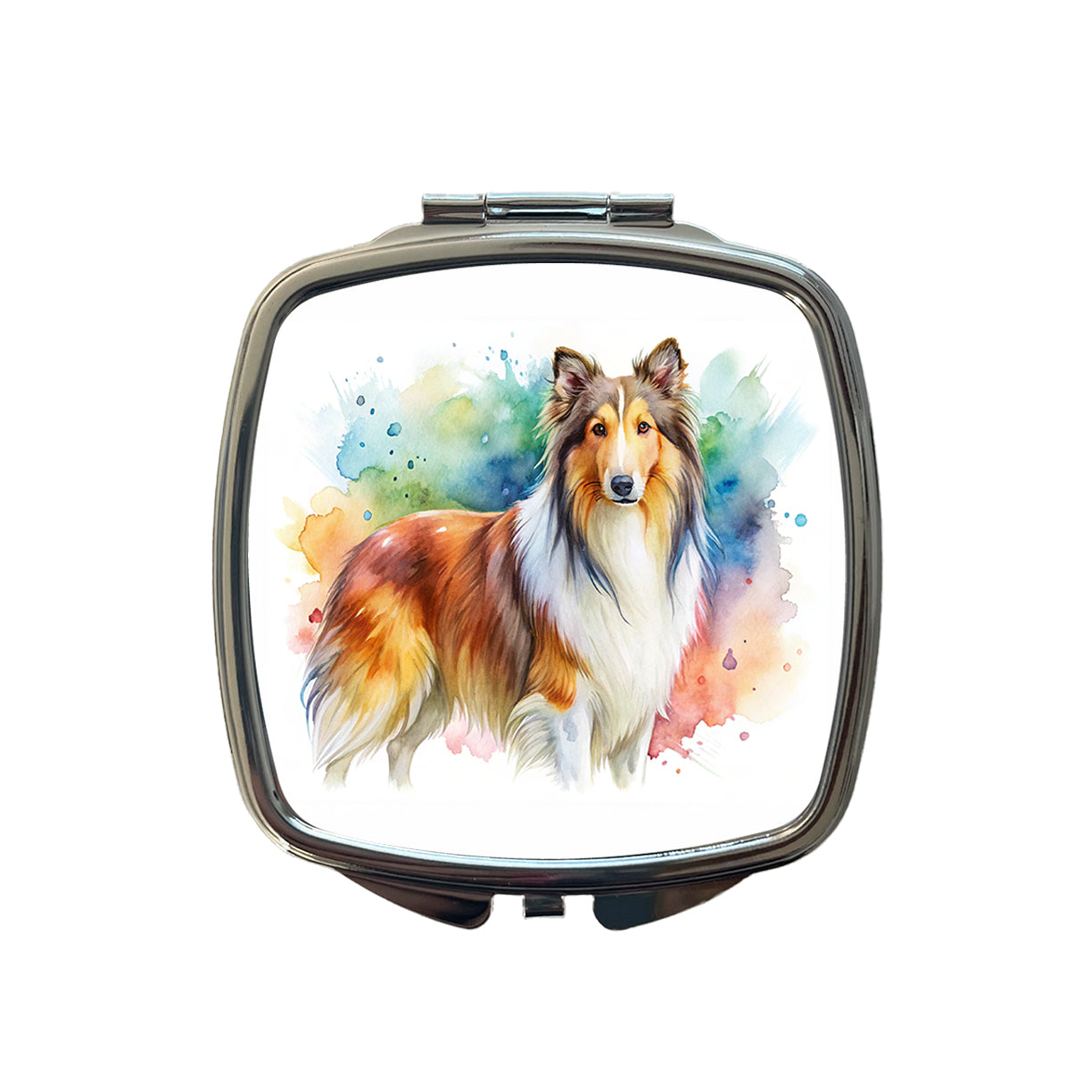 Collie Dog Watercolor Style Small Travel Purse Handbag Pocket Makeup Compact Mirror