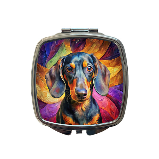 Dachshund Dog Expressionism Art Small Travel Purse Handbag Pocket Makeup Compact Mirror