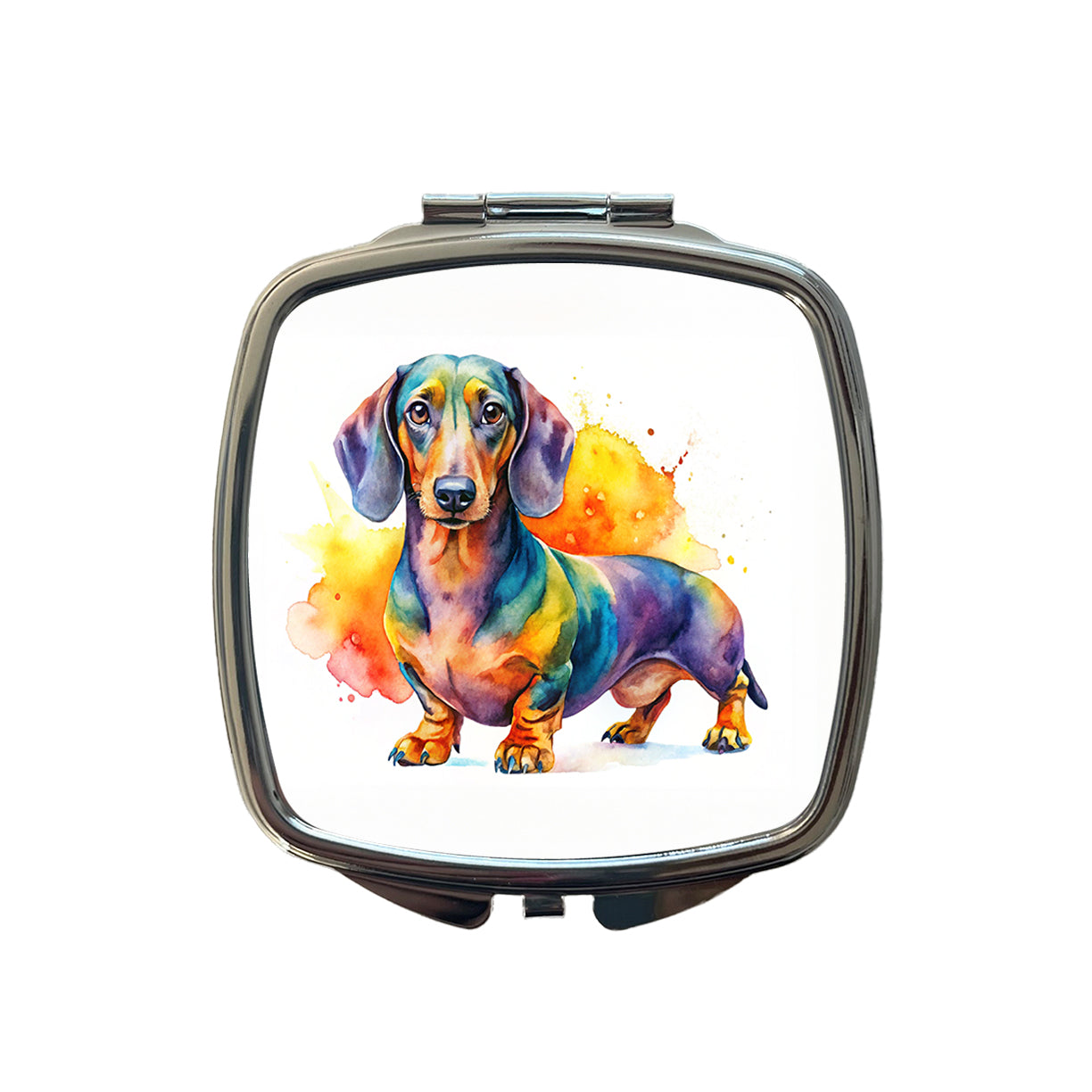 Dachshund Dog Watercolor Style Small Travel Purse Handbag Pocket Makeup Compact Mirror