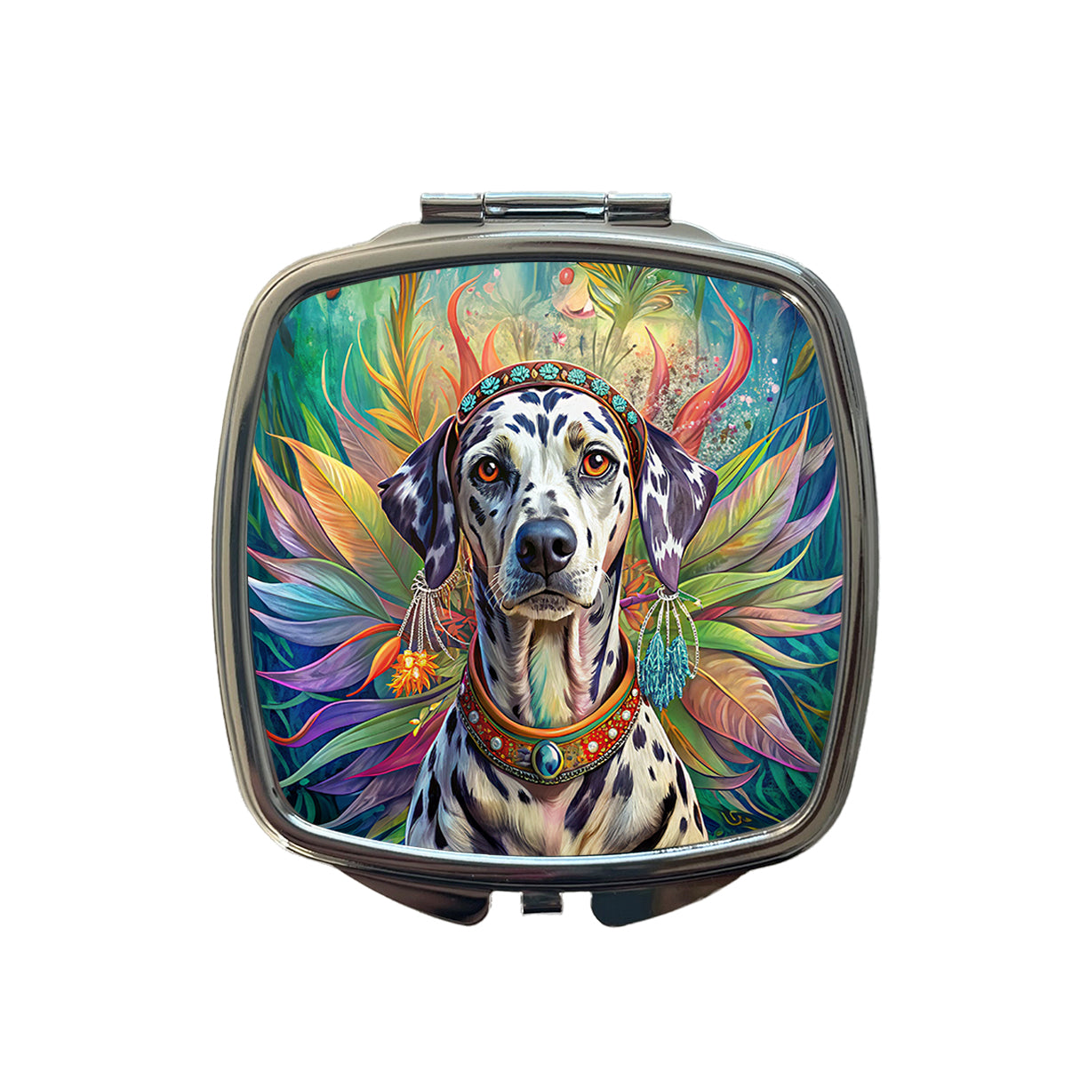 Dalmatian Dog Bohemian Art Small Travel Purse Handbag Pocket Makeup Compact Mirror