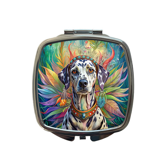 Dalmatian Dog Bohemian Art Small Travel Purse Handbag Pocket Makeup Compact Mirror