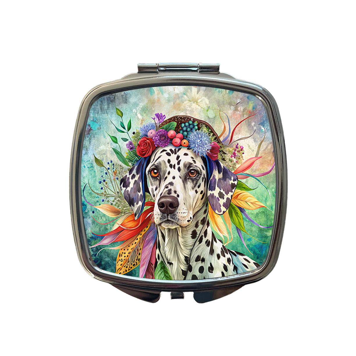 Dalmatian Dog French Bohemian Art Small Travel Purse Handbag Pocket Makeup Compact Mirror