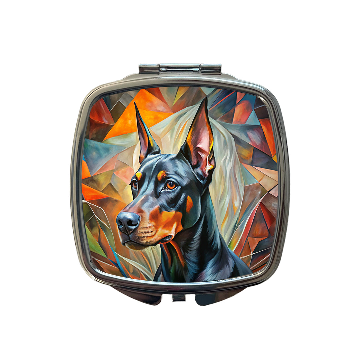 Doberman Pinscher Dog Abstract Art Small Travel Purse Handbag Pocket Makeup Compact Mirror