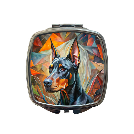 Doberman Pinscher Dog Abstract Art Small Travel Purse Handbag Pocket Makeup Compact Mirror