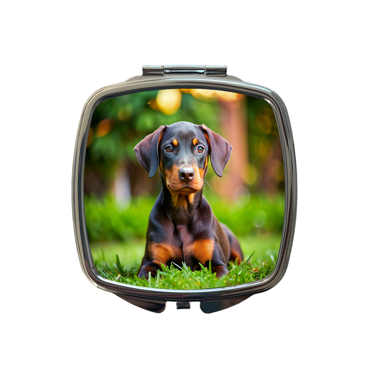 Doberman Pinscher Dog Puppy Photo Small Travel Purse Handbag Pocket Makeup Compact Mirror