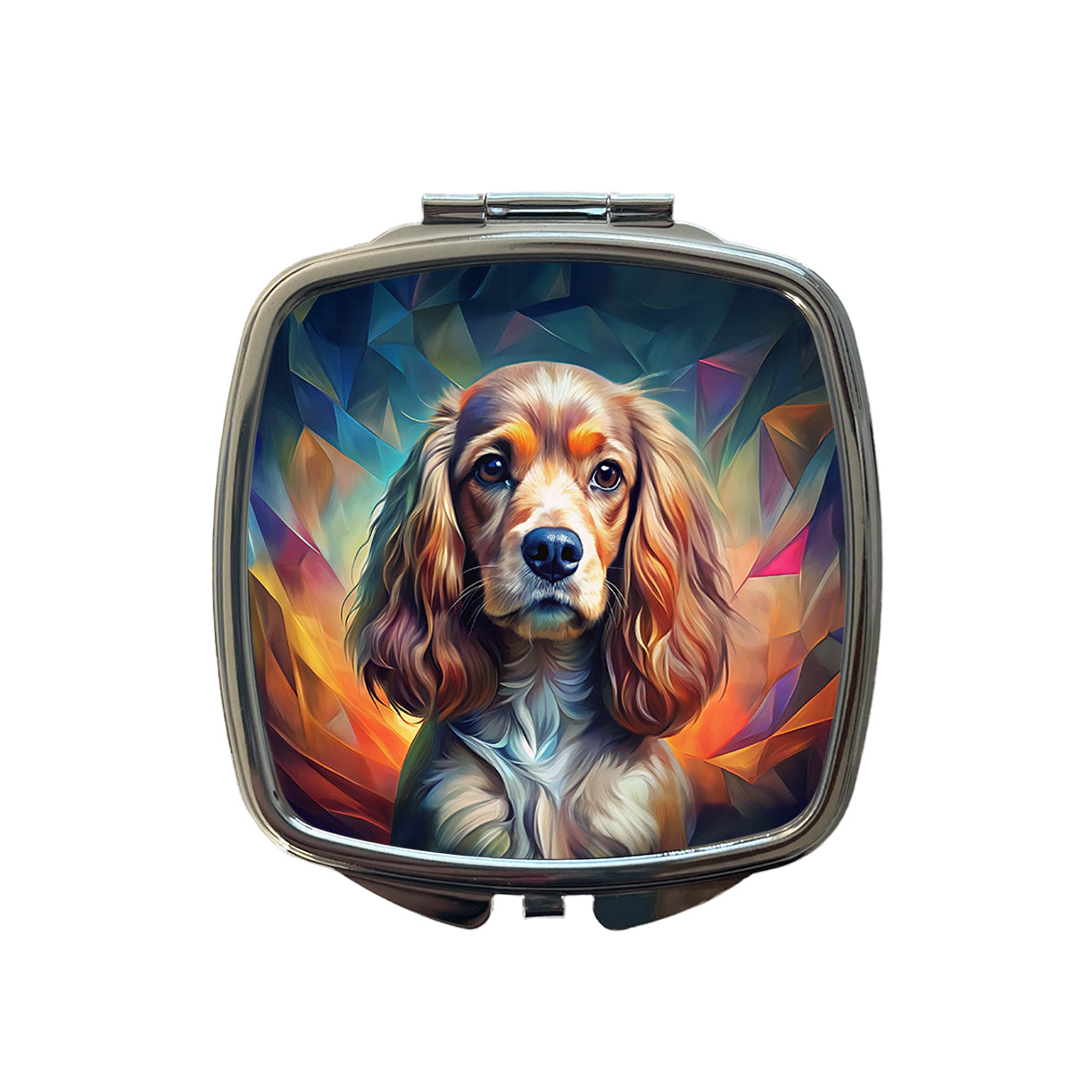 English Cocker Spaniel Dog Abstract Stylized Art Small Travel Purse Handbag Pocket Makeup Compact Mirror