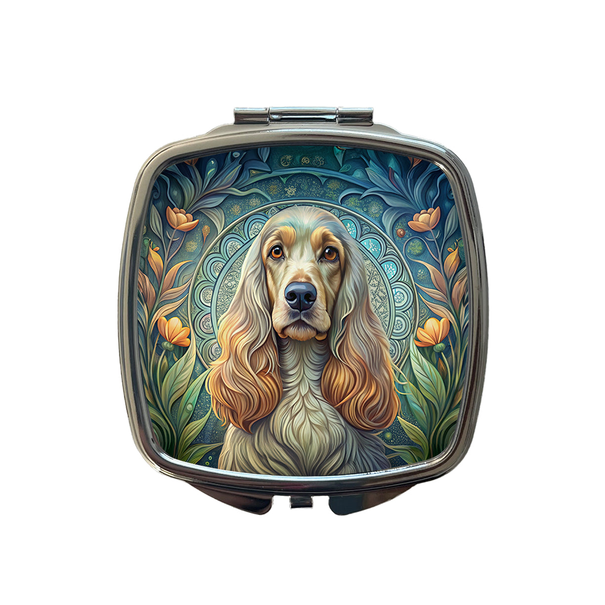 English Cocker Spaniel Dog Art Nouveau Small Travel Purse Handbag Pocket Makeup Compact Mirror