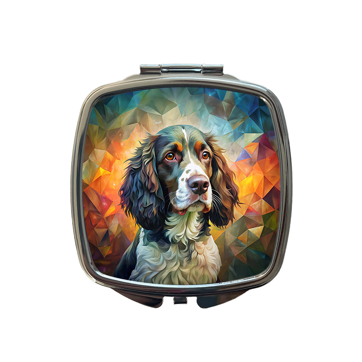English Springer Spaniel Dog Abstract Art Small Travel Purse Handbag Pocket Makeup Compact Mirror