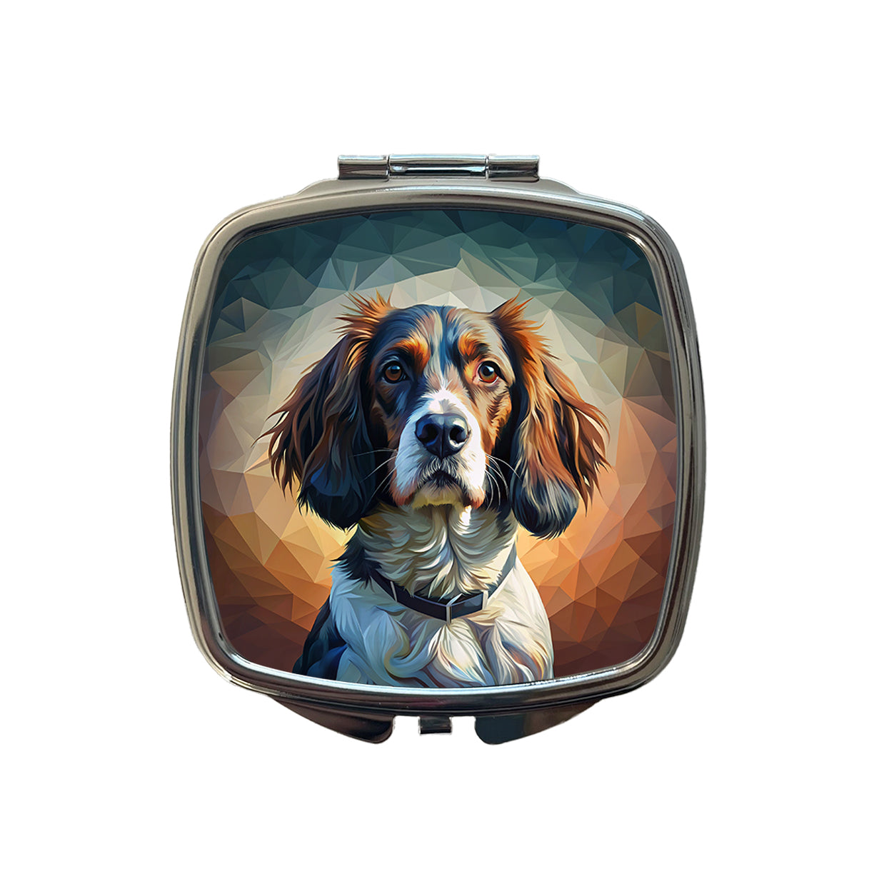 English Springer Spaniel Dog Abstract Stylized Art Small Travel Purse Handbag Pocket Makeup Compact Mirror