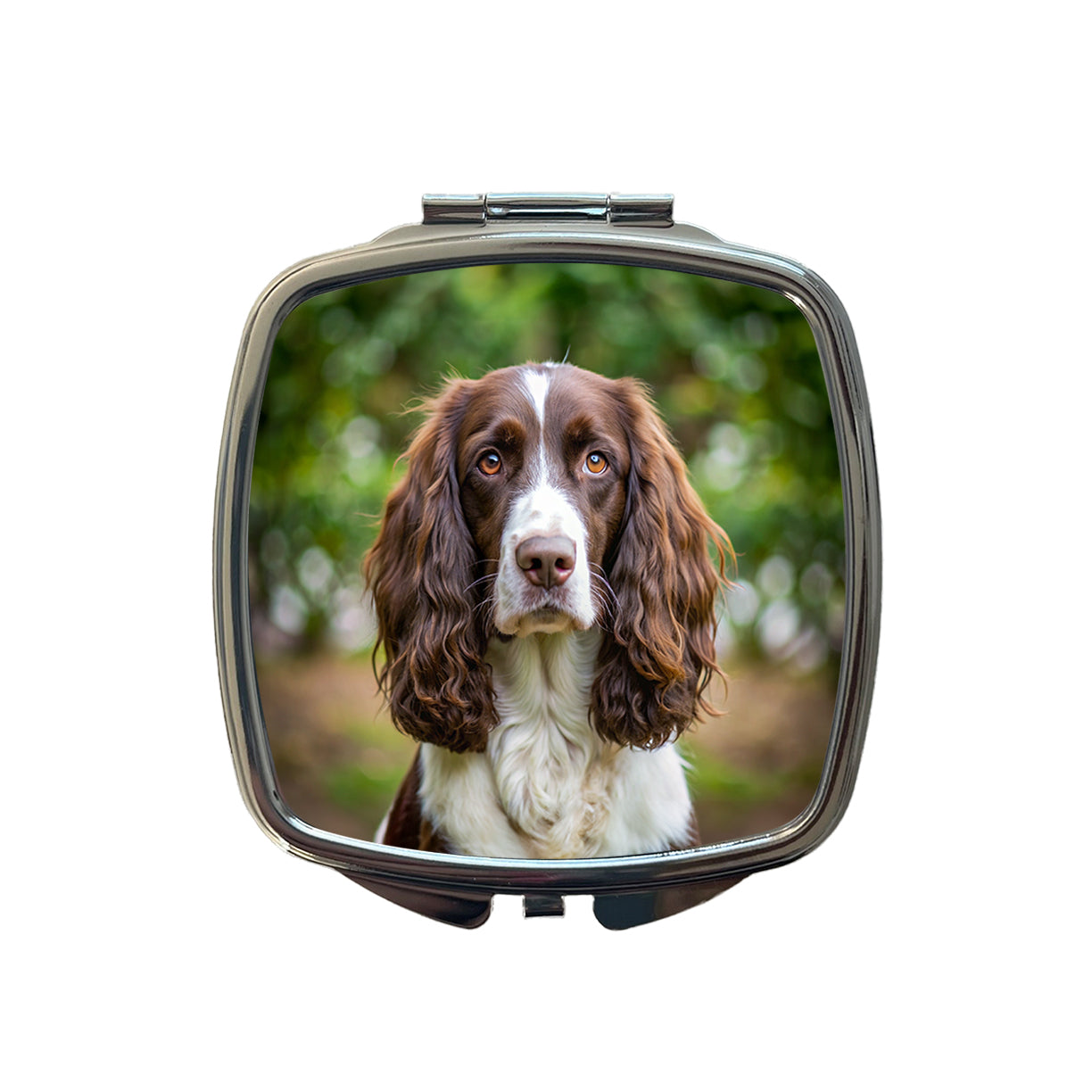 English Springer Spaniel Dog Photo Small Travel Purse Handbag Pocket Makeup Compact Mirror