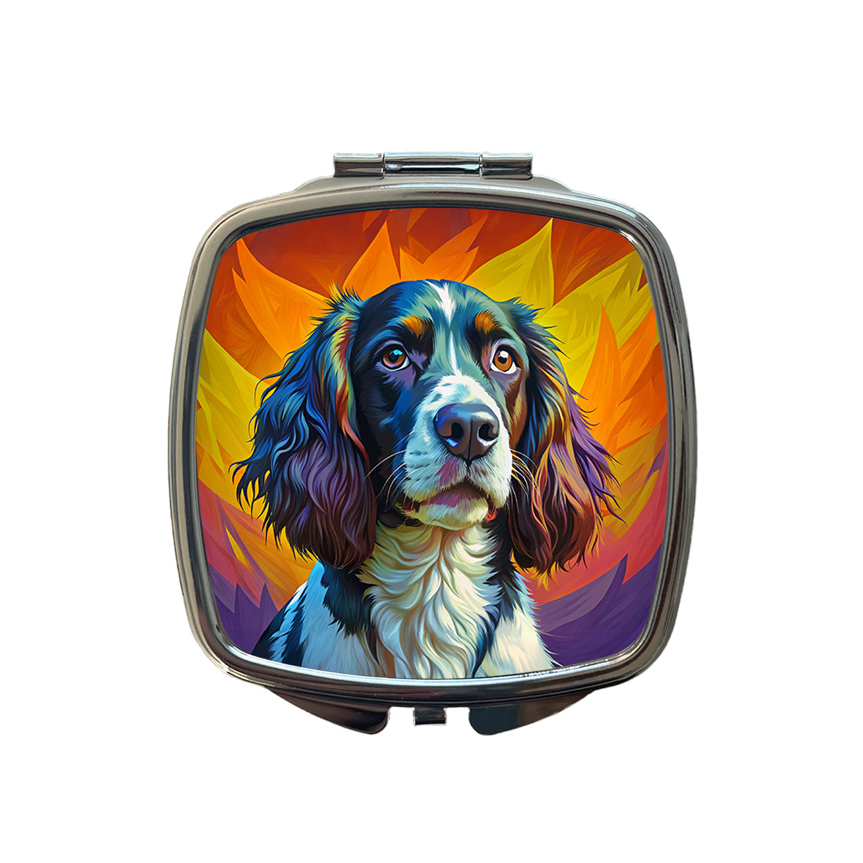 English Springer Spaniel Dog Pop Art Small Travel Purse Handbag Pocket Makeup Compact Mirror