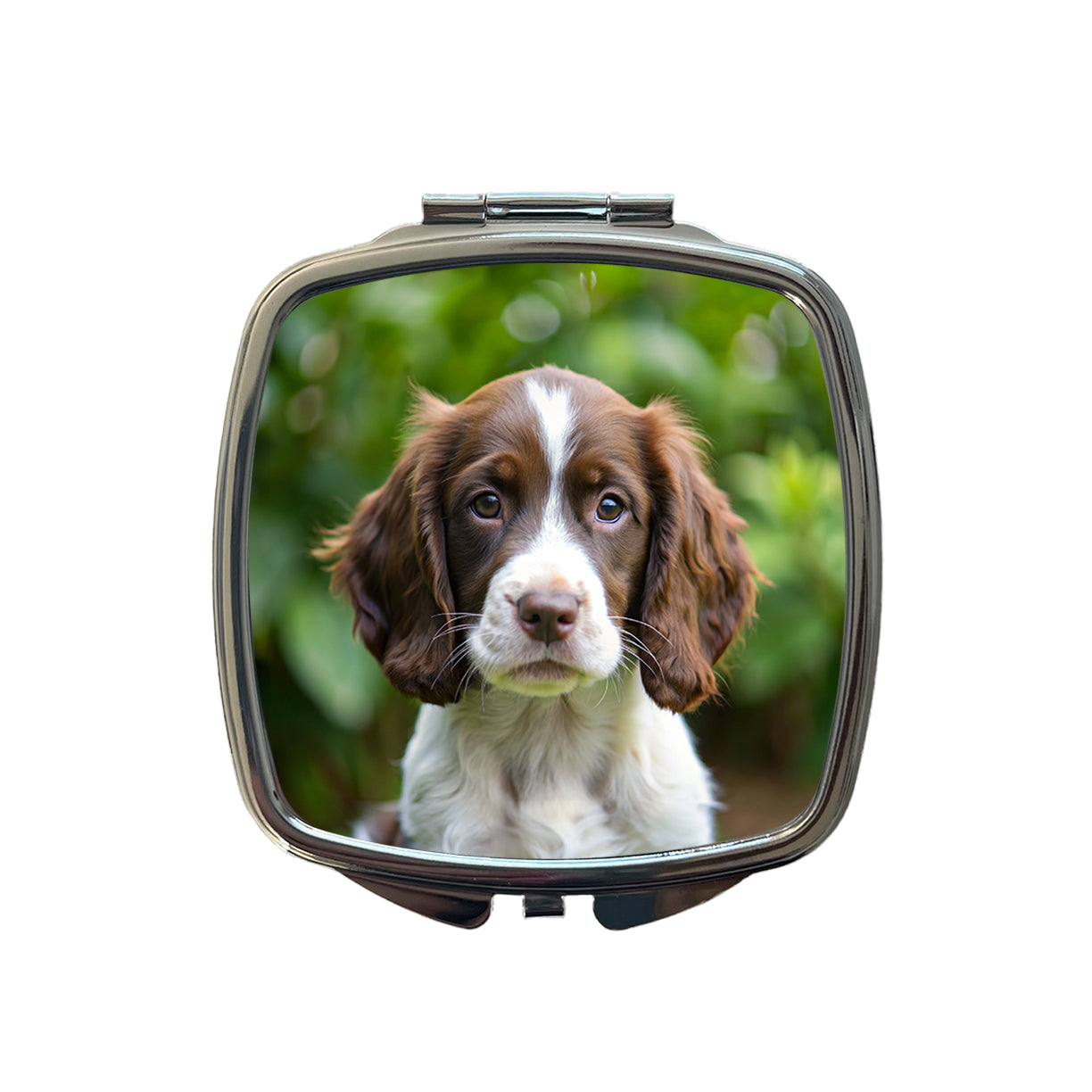 English Springer Spaniel Dog Puppy Photo Small Travel Purse Handbag Pocket Makeup Compact Mirror
