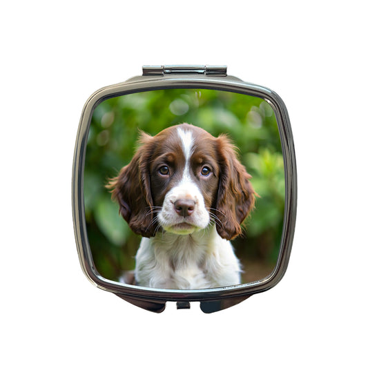 English Springer Spaniel Dog Puppy Photo Small Travel Purse Handbag Pocket Makeup Compact Mirror