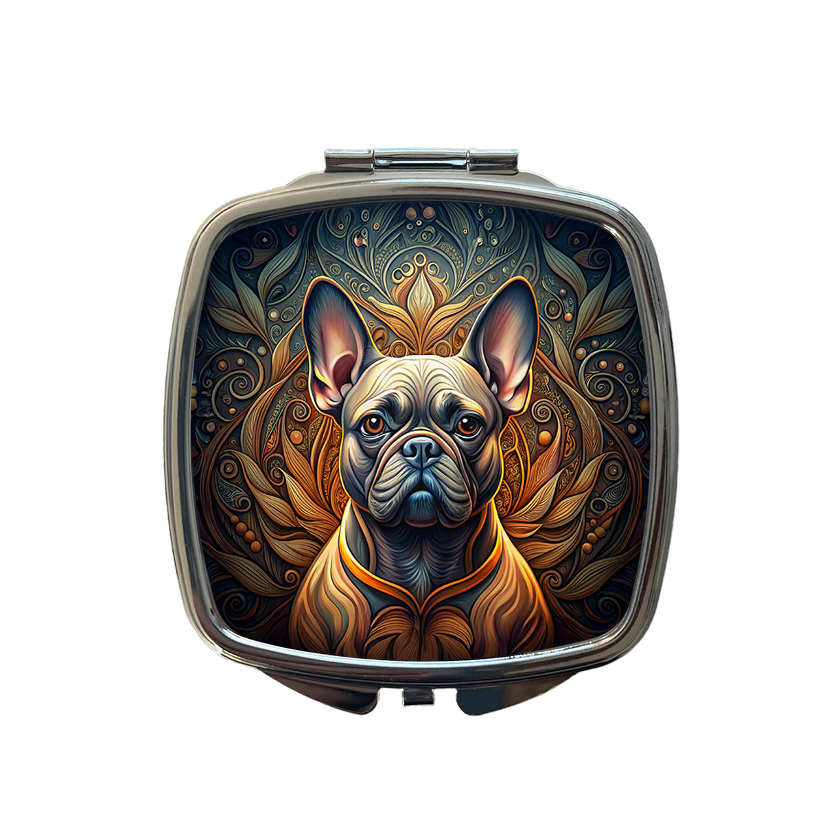 French Bulldog Frenchie Dog Art Nouveau Small Travel Purse Handbag Pocket Makeup Compact Mirror