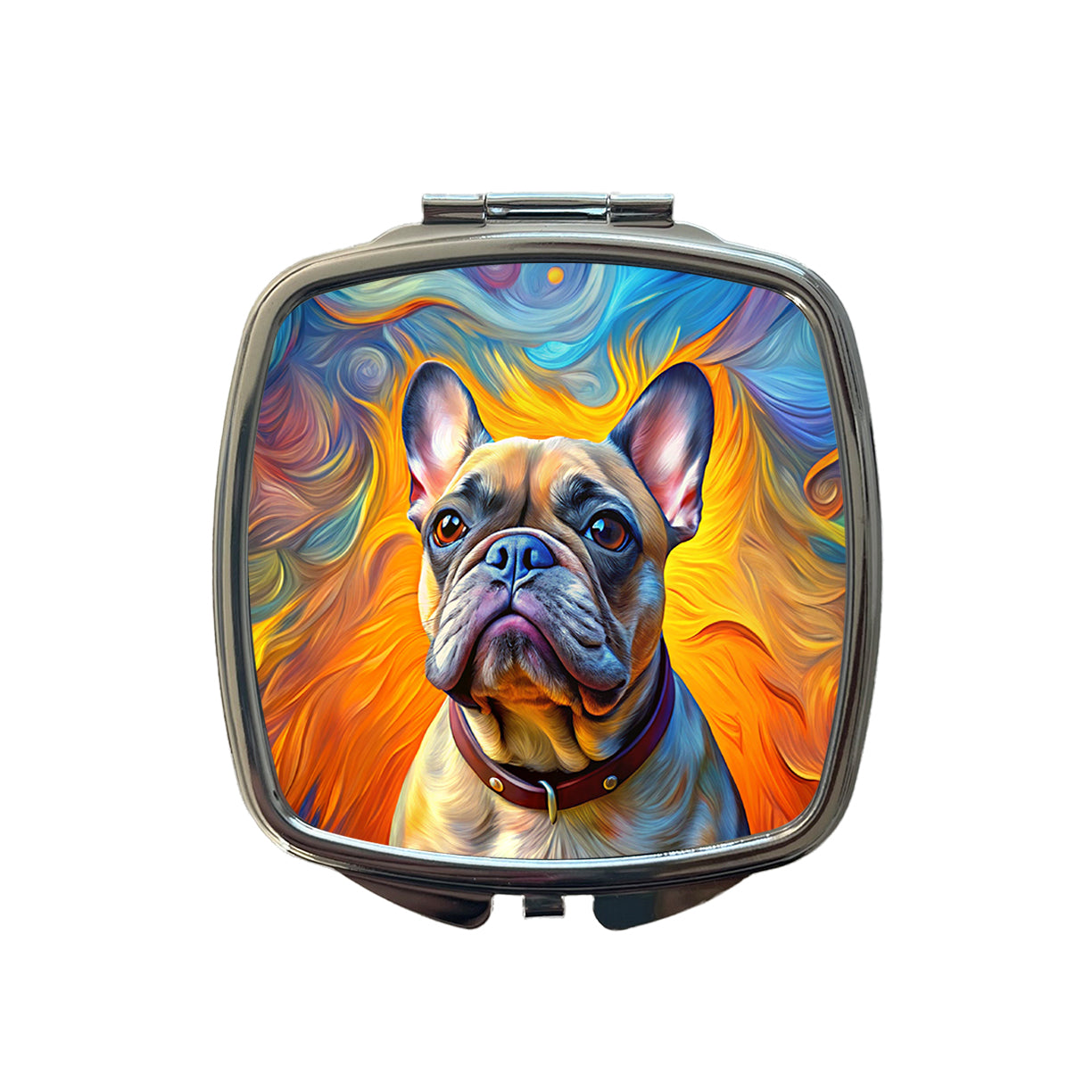 French Bulldog Frenchie Dog Expressionism Art Small Travel Purse Handbag Pocket Makeup Compact Mirror