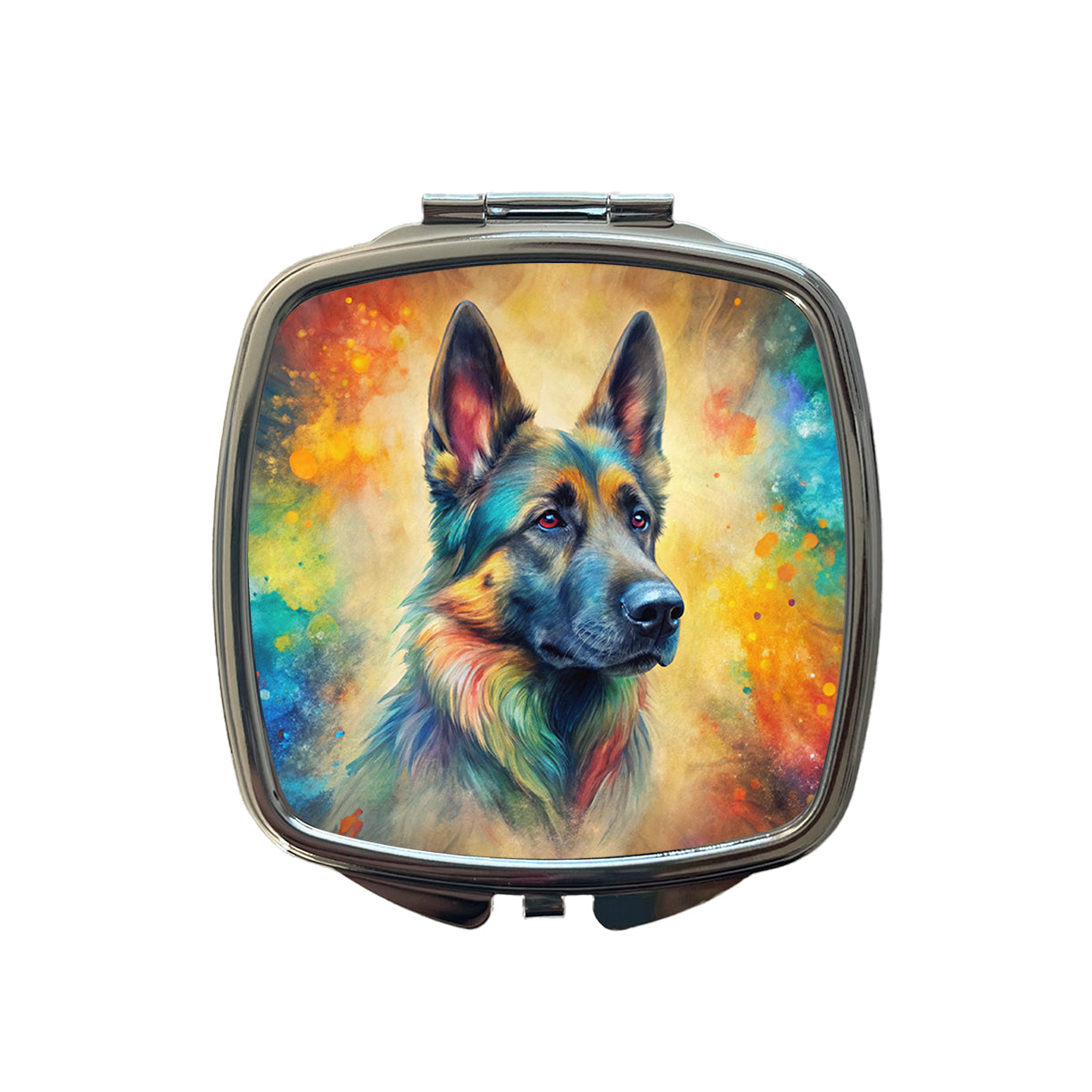 German Shepherd Dog Abstract Art Small Travel Purse Handbag Pocket Makeup Compact Mirror