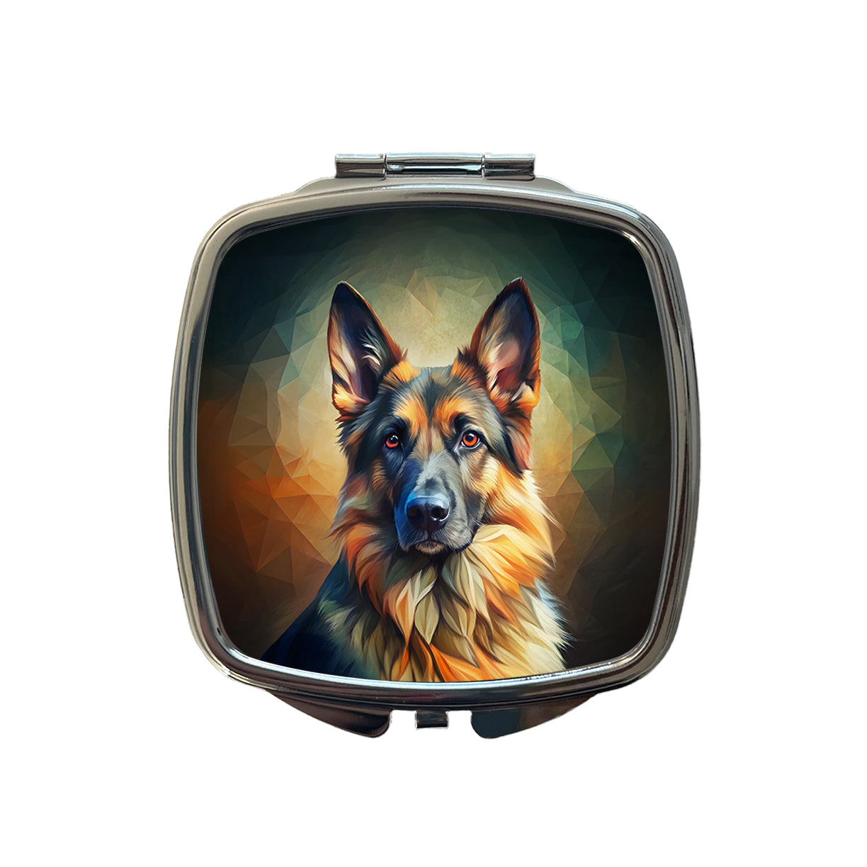 German Shepherd Dog Abstract Stylized Art Small Travel Purse Handbag Pocket Makeup Compact Mirror
