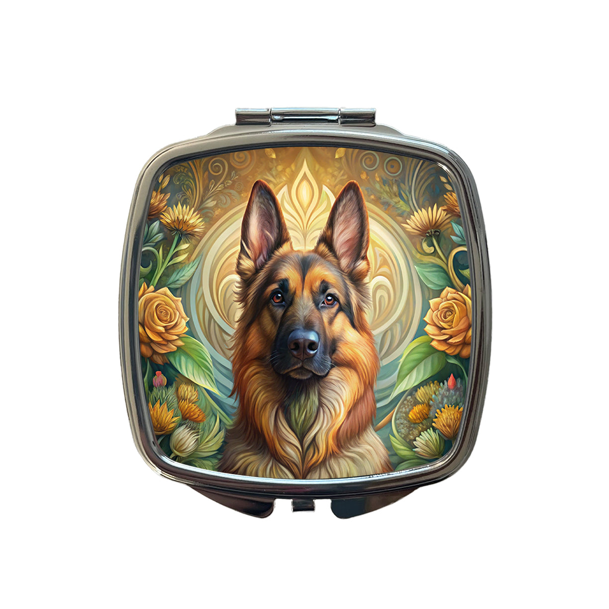 German Shepherd Dog Art Nouveau Small Travel Purse Handbag Pocket Makeup Compact Mirror